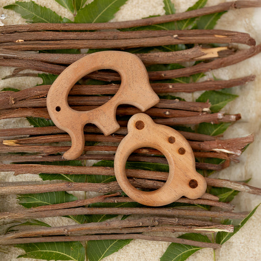 Jungle Joy Duo – Neem Wood Baby Teether Combo