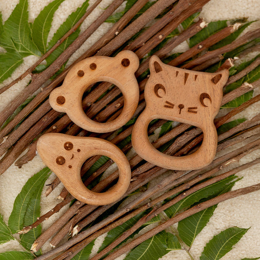Playful Paws – Neem Wood Baby Teether Combo
