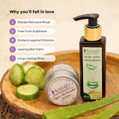 Organic aloe vera combo pack, Momify PureGlow Aloe Duo β Organic Face Wash (100ml) & Moisturizing Gel (50ml)