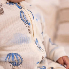 OEKO-TEX® Certified Organic Cotton Unfooted Baby Romper – 2-Way Zipper, Ultra Soft & Breathable | Newborn to Toddler | Momify Unfooted Romper - Off White Hot Air Ballon