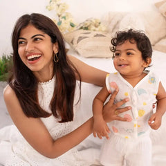 100% Muslin Sleeveless Jabla for Newborn - Planet Print