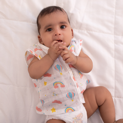 100% Muslin Sleeveless Jabla for Newborn - Hot Air Baloon