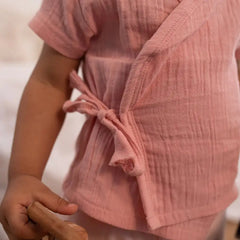 100% GOTS CERTIFIED ORGANIC Muslin Side knot tie style jabla - Solid Pastel Pink