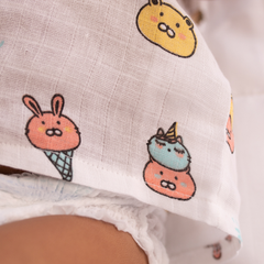 100% Muslin Sleeveless Jabla for Newborn - Icecream Print