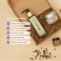 Momify EarthGlow Essentials β Vetiver Face Wash (100ml), Turmeric Moisturizing Cream (50ml) & Chocolate Lip Balm (10g)