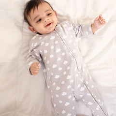 OEKO-TEX® Certified Organic Cotton Unfooted Baby Romper – 2-Way Zipper, Ultra Soft & Breathable | Newborn to Toddler | Momify - Grey Cloud