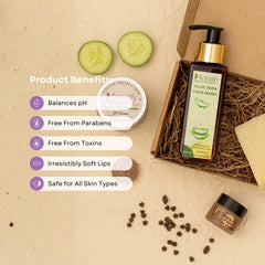 Momify Glow Harmony Pack β Aloe Vera Face Wash (100ml), Aloe cucumber gel (50ml), Goat Milk Soap (100g) & Chocolate Lip Balm (10g)