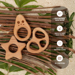 Twinkle & Tastes Trio – Neem Wood Baby Teether