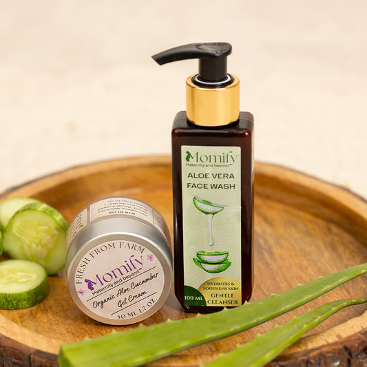 Organic aloe vera combo pack, Momify PureGlow Aloe Duo – Organic Face Wash (100ml) & Moisturizing Gel (50ml)