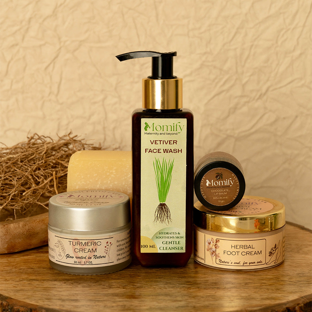 Momify Radiant Roots Complete Skincare Regime Pack  Vetiver. Turmeric. Manjistha. Nature’s ancient wisdom, bottled fresh.