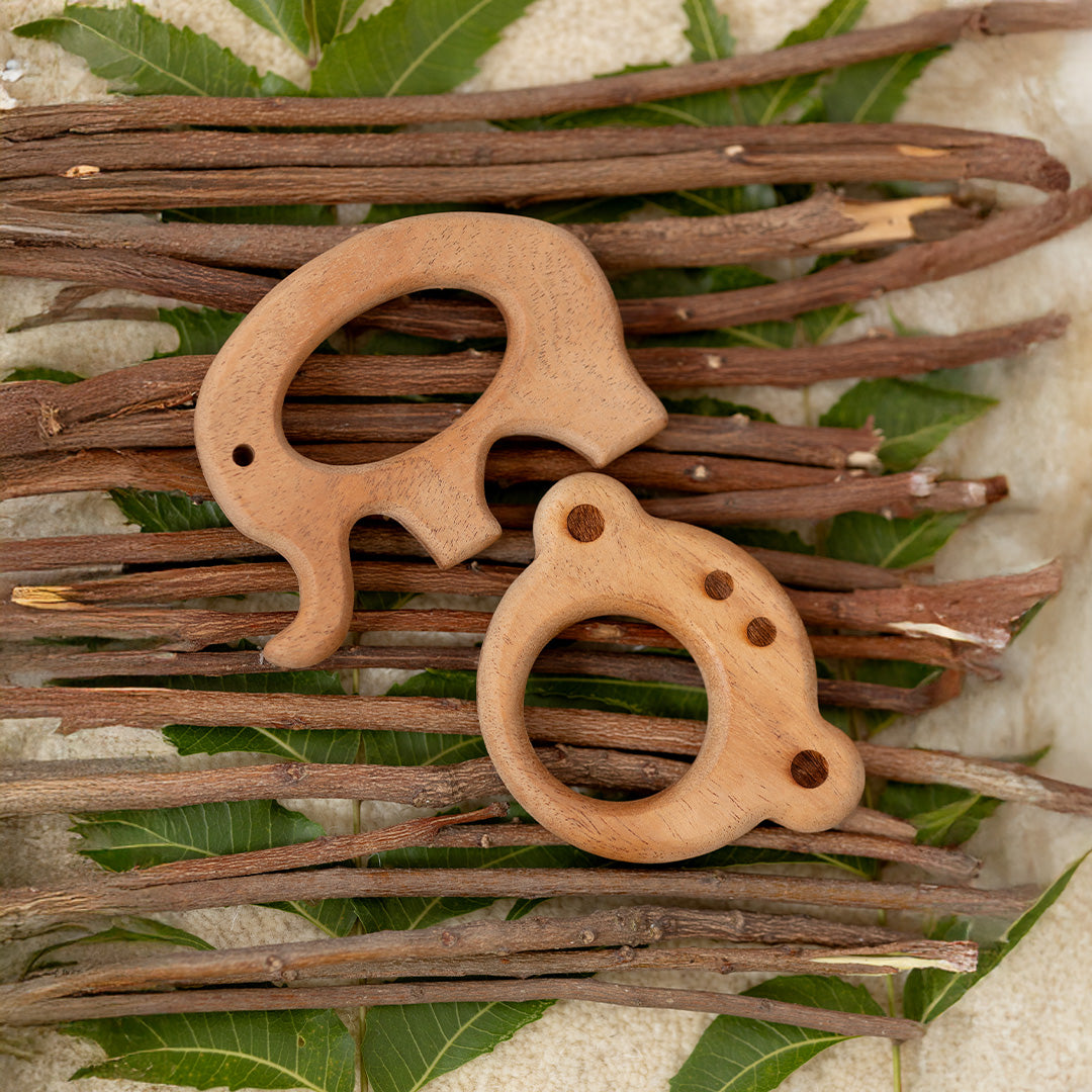 Jungle Joy Duo – Neem Wood Baby Teether Combo