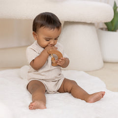 Celestial Bites Trio” – Neem Wood Baby Rattle & Teether Set (Half Moon Rattle + Pretzel Teether + Star Teether | Natural Wooden Baby Toys | Eco-Friendly Teething Combo)