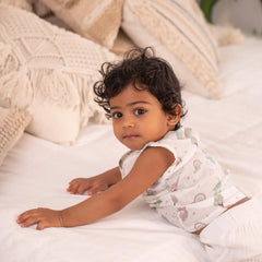 100% Muslin Sleeveless Jabla for Newborn - Elephant Print