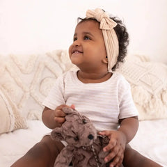 100% GOTS CERTIFIED ORGANIC COTTON Solid basic onesie for Infants - Off White brown Striped