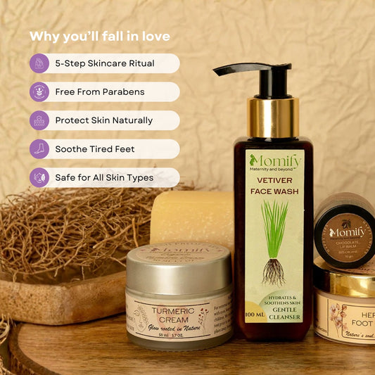 Momify Radiant Roots Complete Skincare Regime Pack  Vetiver. Turmeric. Manjistha. Nature’s ancient wisdom, bottled fresh.