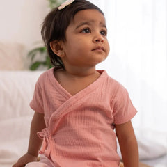 100% GOTS CERTIFIED ORGANIC Muslin Side knot tie style jabla - Solid Pastel Pink