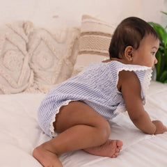Organic Cotton Beach Onesie for Babies – Breathable, Snap Closure, Mesh Sleeve Detail | Momify Beach Onesie Seer Sucker