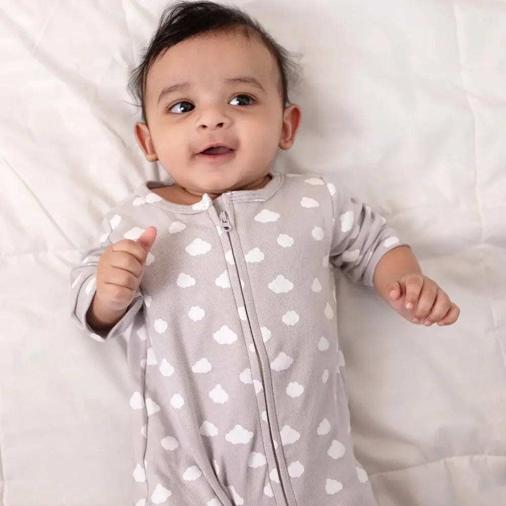 OEKO-TEX® Certified Organic Cotton Unfooted Baby Romper – 2-Way Zipper, Ultra Soft & Breathable | Newborn to Toddler | Momify - Grey Cloud