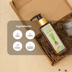 Momify EarthGlow Essentials – Vetiver Face Wash (100ml), Turmeric Moisturizing Cream (50ml) & Chocolate Lip Balm (10g)