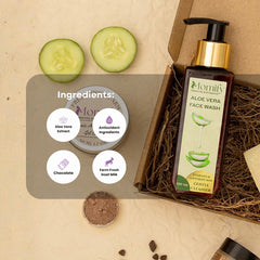 Momify Glow Harmony Pack – Aloe Vera Face Wash (100ml), Aloe cucumber gel (50ml), Goat Milk Soap (100g) & Chocolate Lip Balm (10g)