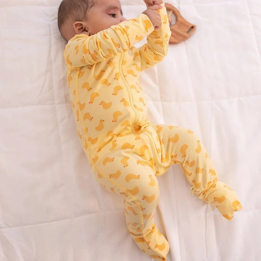 Convertible Tencel Baby Sleep Suit – OEKO-TEX® Certified, Ultra Soft & Breathable | Newborn to Toddler | Momify - Yellow Duck
