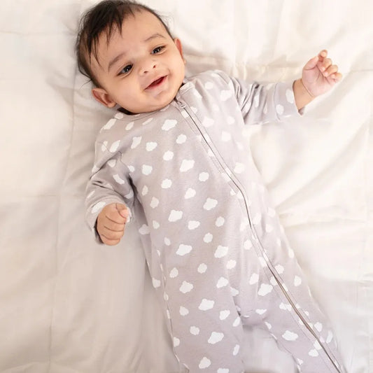 OEKO-TEX® Certified Organic Cotton Unfooted Baby Romper – 2-Way Zipper, Ultra Soft & Breathable | Newborn to Toddler | Momify - Grey Cloud