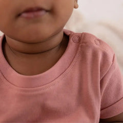 100% GOTS CERTIFIED ORGANIC COTTON Solid basic onesie for Infants - Dusty Pink Solid