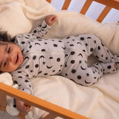 Convertible Tencel Baby Sleep Suit – OEKO-TEX® Certified, Ultra Soft & Breathable | Newborn to Toddler | Momify - grey star and moon