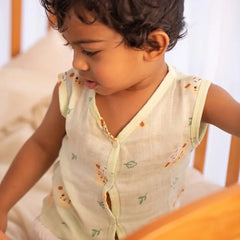 100% Muslin Sleeveless Jabla for Newborn - sheep