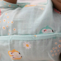 100% Muslin Printed Sleeveless Jabla for Newborn - Penguin