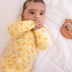 Convertible Tencel Baby Sleep Suit – OEKO-TEX® Certified, Ultra Soft & Breathable | Newborn to Toddler | Momify - Yellow Duck