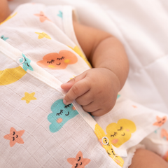 100% Muslin Sleeveless Jabla for Newborn - Cloud