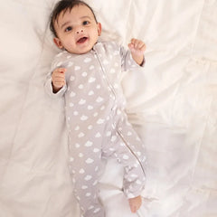 OEKO-TEX® Certified Organic Cotton Unfooted Baby Romper – 2-Way Zipper, Ultra Soft & Breathable | Newborn to Toddler | Momify - Grey Cloud