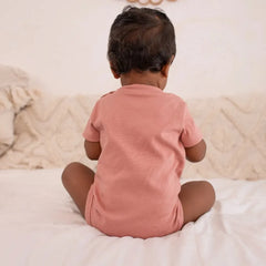 100% GOTS CERTIFIED ORGANIC COTTON Solid basic onesie for Infants - Dusty Pink Solid