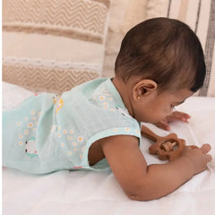 100% Muslin Printed Sleeveless Jabla for Newborn - Penguin