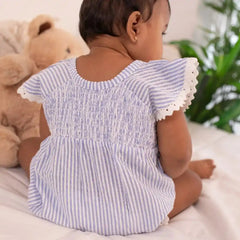 Organic Cotton Beach Onesie for Babies – Breathable, Snap Closure, Mesh Sleeve Detail | Momify Beach Onesie Seer Sucker