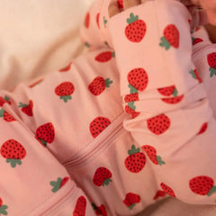 Convertible Tencel Baby Sleep Suit – OEKO-TEX® Certified, Ultra Soft & Breathable | Newborn to Toddler | Momify - Pink Strawberry