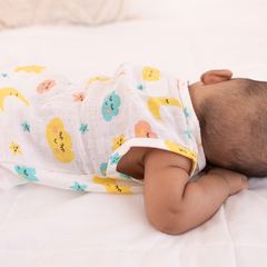 100% Muslin Sleeveless Jabla for Newborn - Cloud