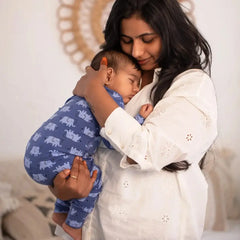 Convertible Tencel Baby Sleep Suit – OEKO-TEX® Certified, Ultra Soft & Breathable | Newborn to Toddler | Momify - Blue Elephant