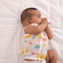 100% Muslin Sleeveless Jabla for Newborn - Cloud