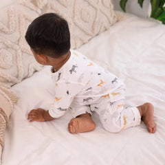 OEKO-TEX® Certified Organic Cotton Unfooted Baby Romper – 2-Way Zipper, Ultra Soft & Breathable | Newborn to Toddler | Momify Unfooted Romper- White Animal