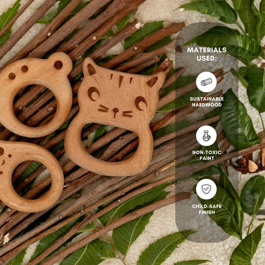 Forest Friends Trio – Wooden Baby Teether Combo Pack