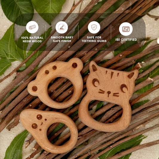 Forest Friends Trio – Wooden Baby Teether Combo Pack