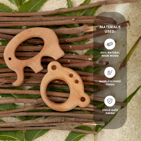 Jungle Joy Duo – Neem Wood Baby Teether Combo