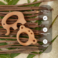 Jungle Joy Duo – Neem Wood Baby Teether Combo