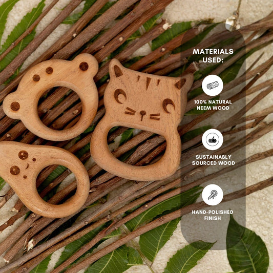 Playful Paws – Neem Wood Baby Teether Combo