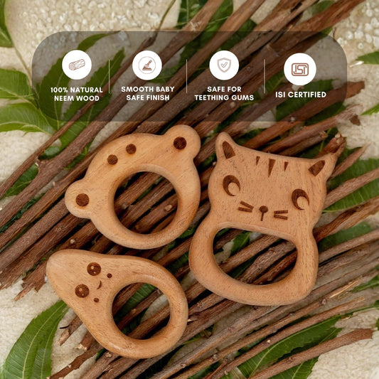 Playful Paws – Neem Wood Baby Teether Combo
