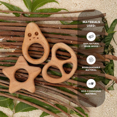 Twinkle & Tastes Trio – Neem Wood Baby Teether